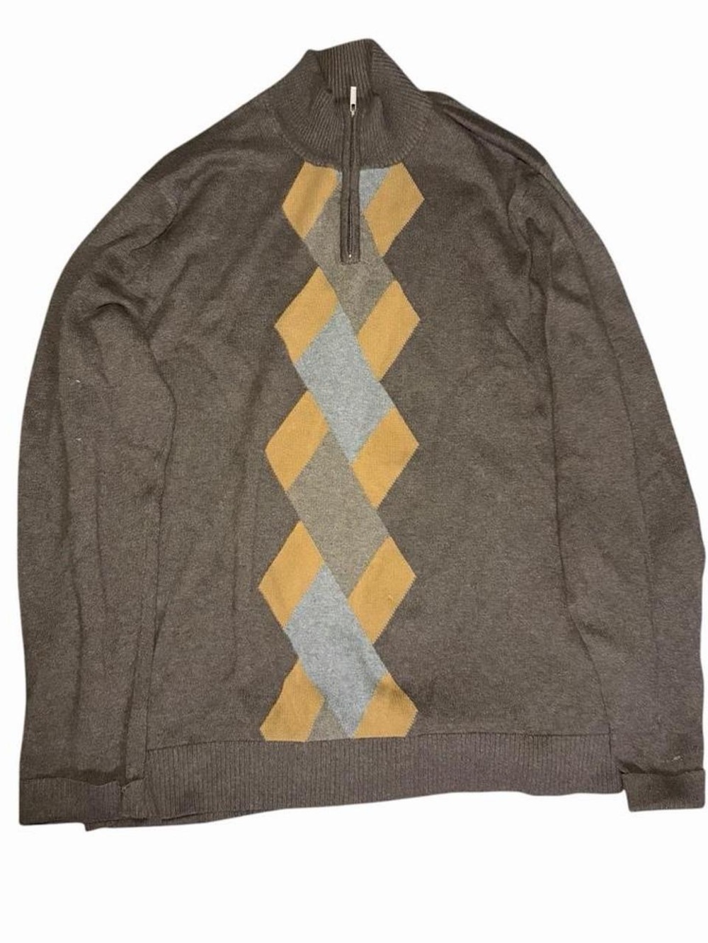 Vintage Alfani Argyle Quarter-Zip Knit Sweater